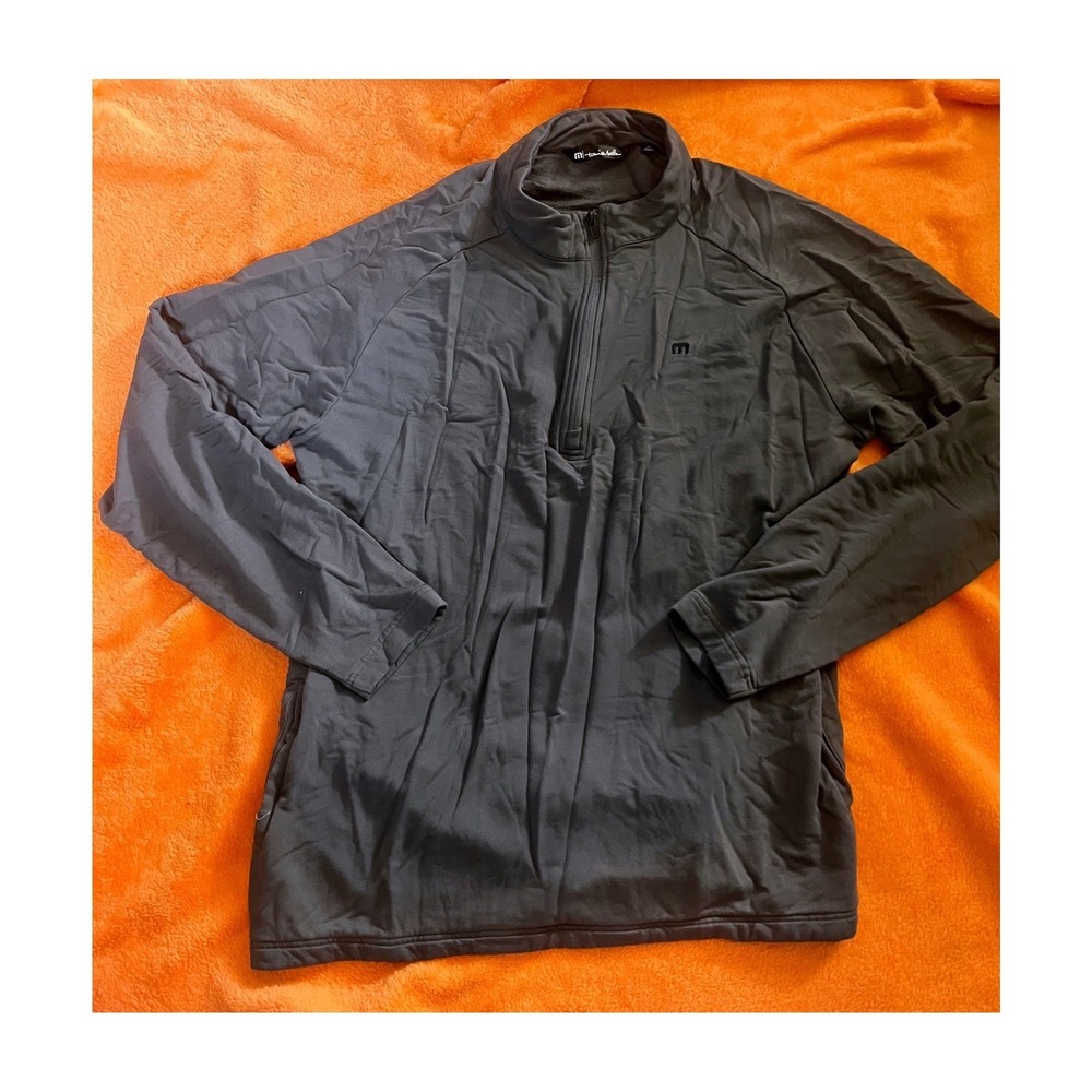 TravisMathew Mens XL Charcoal Gray Quarter Zip Pullover‎ Golf Fleece Sweatshirt